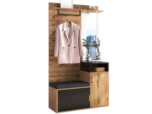 Portemanteau avec banc et rangement noir mdf 105 x 40 cm