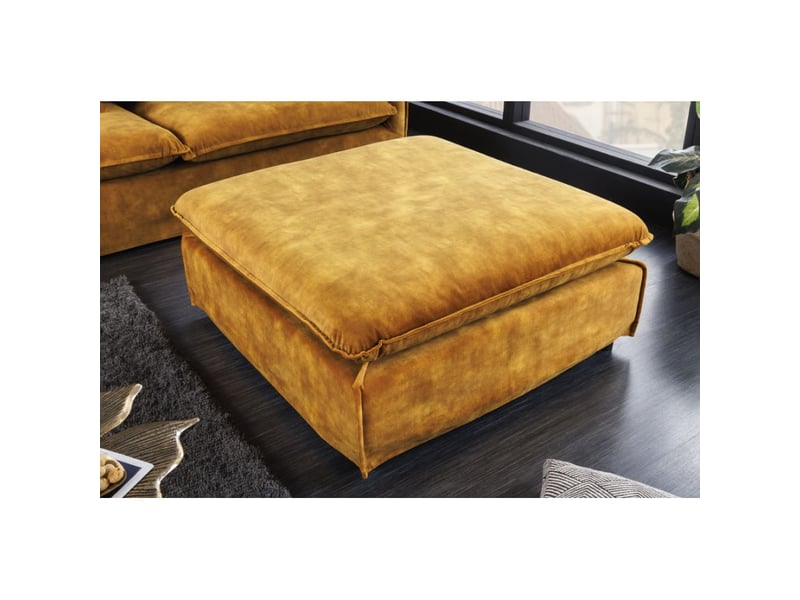  Pouf kalia – jaune moutarde – velours – pouf contemporain  - Conforama B