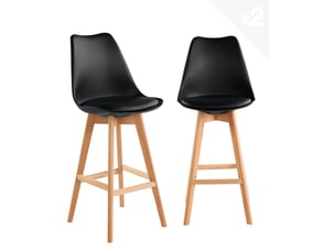tabouret de bar <strong>KAYELLES</strong> - noir hauteur d'assise 70 cm vendu Par paire
