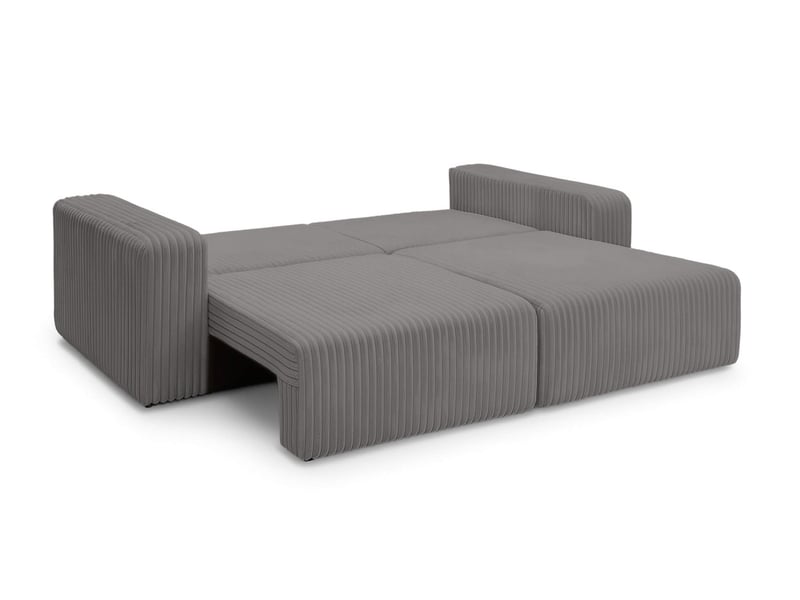 Canapé droit 3 places alya convertible en velours côtelé épais - gris foncé ALYA - Conforama B