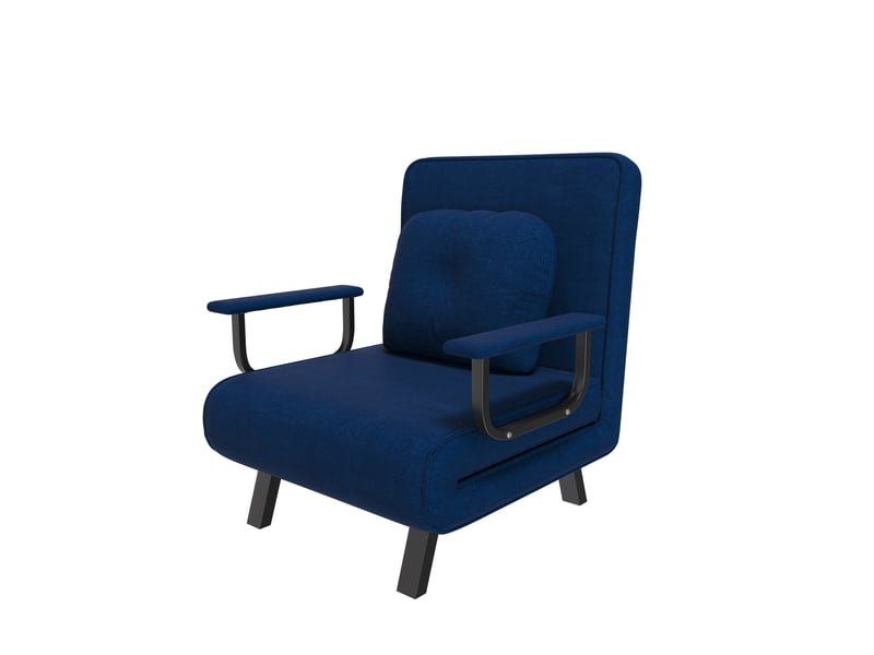 Fauteuil relax tcqpz bleu en chenille dossier réglable 5 positions inclinable 180° 60 x 60 cm  - Conforama A