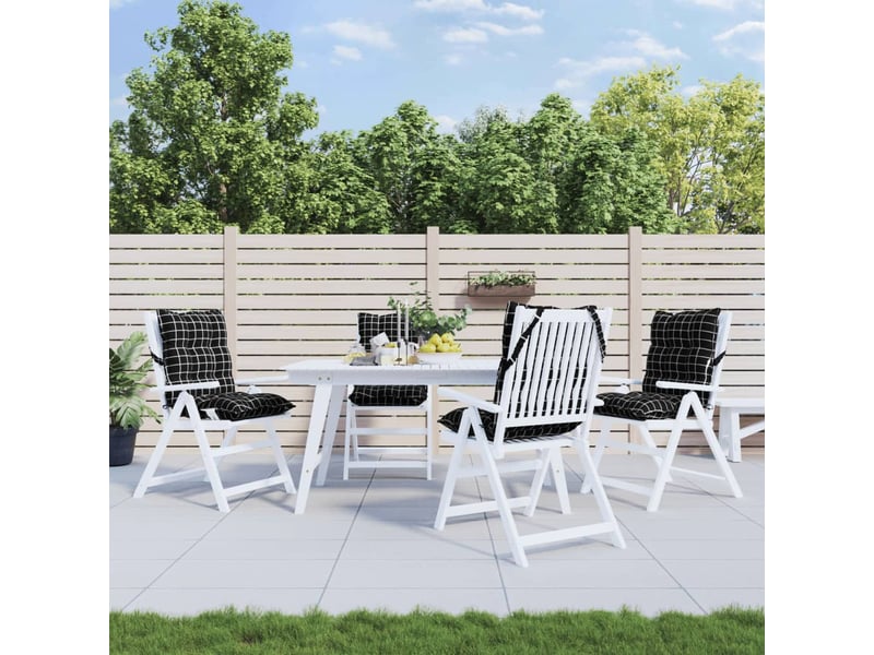 Lot de 4 coussins d'extérieur, coussins de chaise motif à carreaux noirs 100 x 50 x 7 cm cf56415 - Conforama B