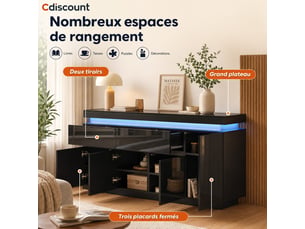 Buffet 4 porte(s)  2 tiroir(s) <strong></strong> <strong></strong> - 140 cm coloris noir 