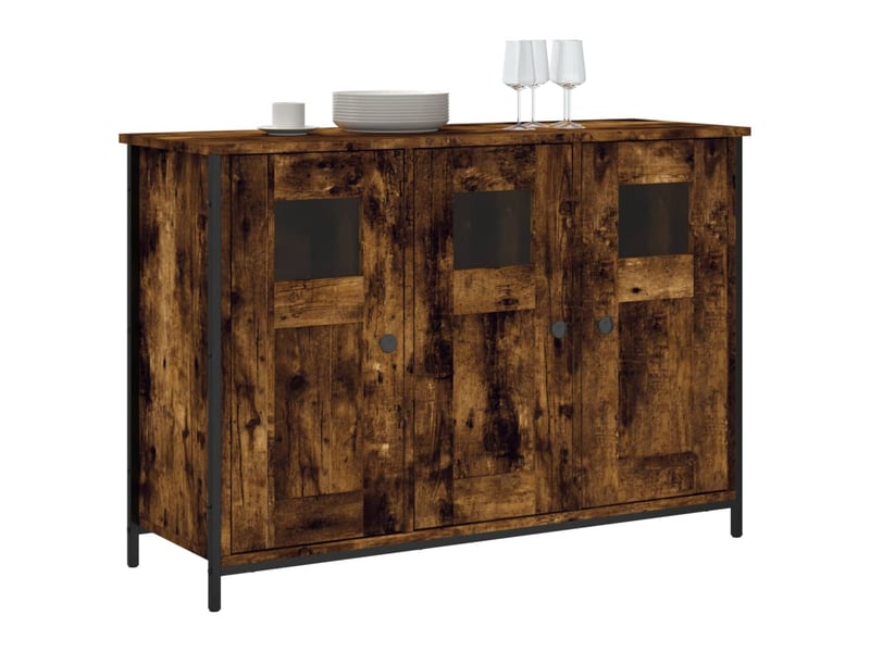  Buffet - bahut - meuble de rangement chêne fumé 100x35x70 cm bois d'ingénierie  - Conforama C