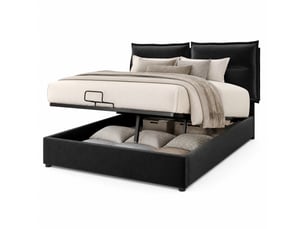 Lit coffre tcqpz 140 x 200 cm avec tête de lit réglable velours noir