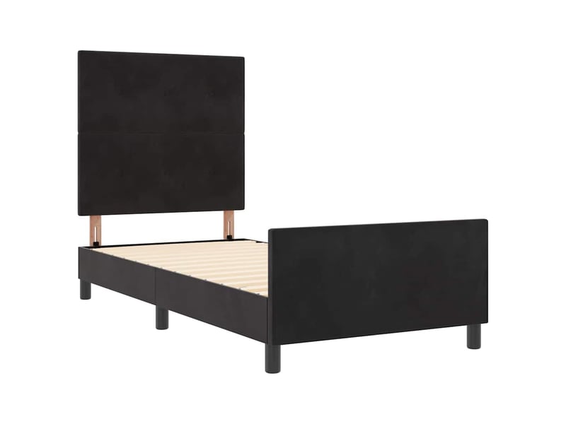 Lit simple- lit adulte - lit à ressorts avec tête de lit noir 80 x 200 cm velours - Conforama D
