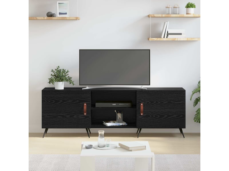  Meuble tv - banc tv - meuble de rangement 150 x 30 x 50 cm chêne noir bois d'ingénierie  - Conforama D