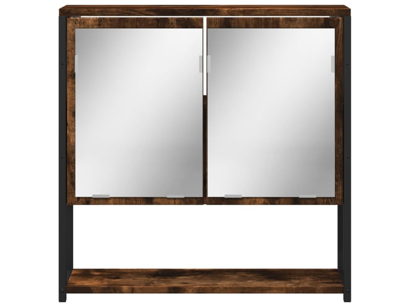  Armoire à miroir de salle de bain chêne fumé bois d’ingénierie shl3180  - Conforama E
