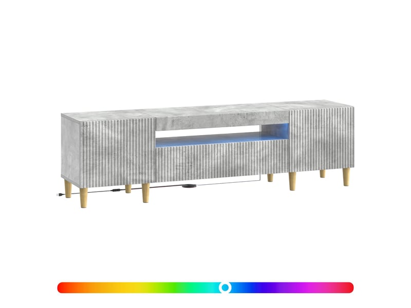  Meuble tv - banc tv - meuble de rangement led gris béton bois d'ingénierie  - Conforama C