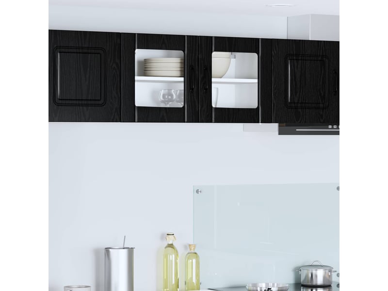  Meuble mural de cuisine, cabinet en verre mural chêne noir 80x31x40cm  - Conforama B