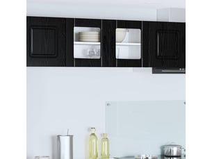 Meuble mural de cuisine, cabinet en verre mural chêne noir 80x31x40cm