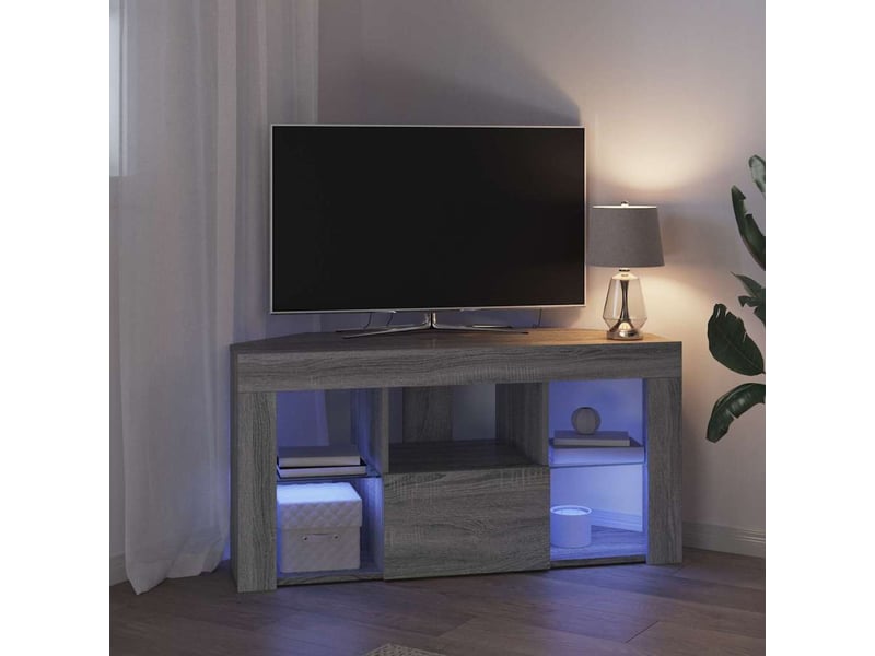  Meuble tv led d'angle 100x40x50 cm gris sonoma  - Conforama E