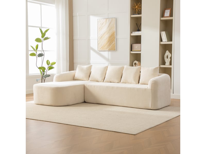 Canapé modulable en chenille 3 places sans montage - assise moelleuse beige pour salon - Conforama B