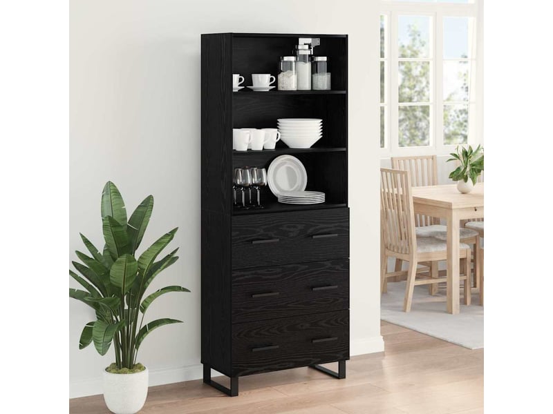 Buffet - haut armoire 2 pc chêne noir 69,5 x 34 x 180 cm  - Conforama D