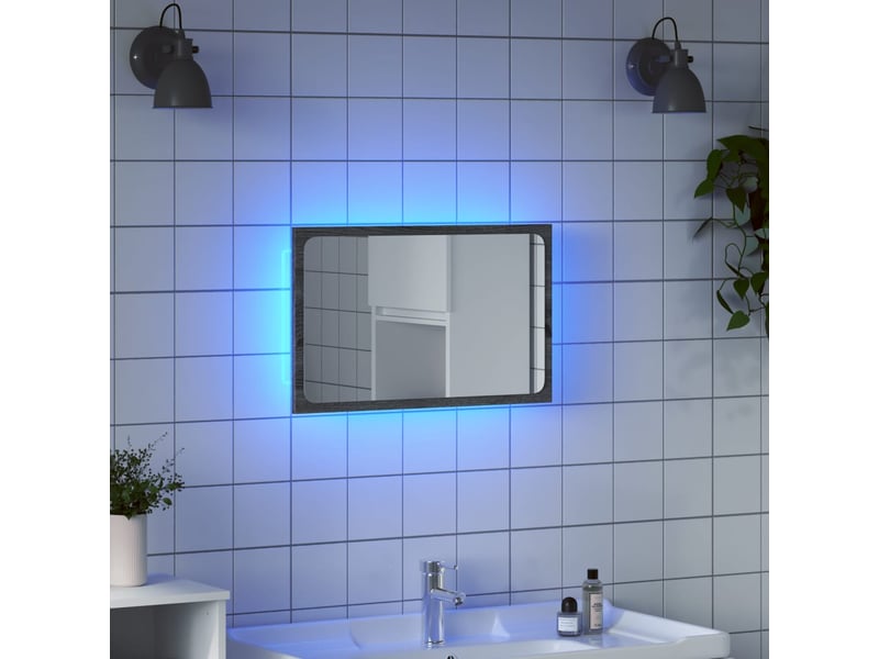  Miroir de salle de bain, miroir de toilette à led sonoma gris bois d'ingénierie cf62520  - Conforama B
