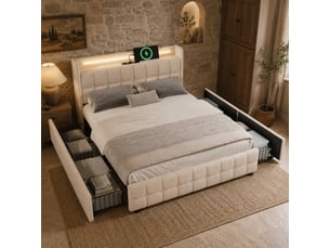 Lit coffre 180x200 cm   Qualité haut de gamme coloris beige
