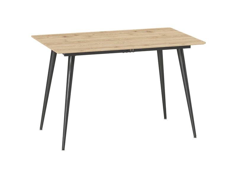  Table extensible pour 6 à 8 personnes avec rallonge dissimulée, pieds en acier, salle à manger, mdf, bois naturel  - Conforama A