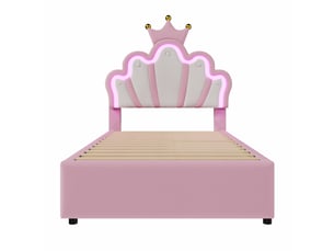 Lit avec rangement 90x200 cm <strong>ZOVIRA</strong>  <strong></strong> coloris rose
