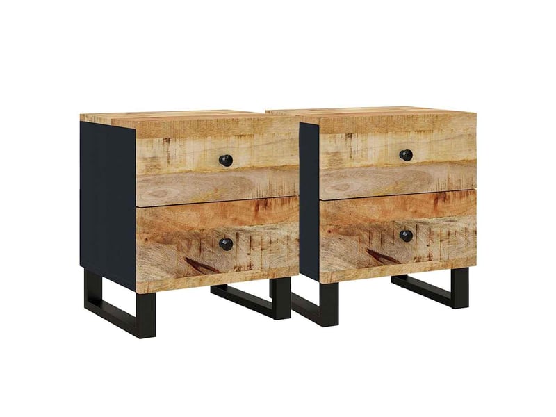  Lot de 2 tables de chevet - cabinet de chevet - table de nuit 40x33x46 cm bois de manguier solide  - Conforama A
