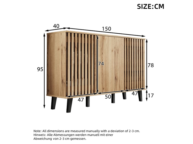  Ensemble meuble tv et buffet 180x40x55 150x40x95 cm – coloris bois naturel – 14 compartiments pratiques  - Conforama C