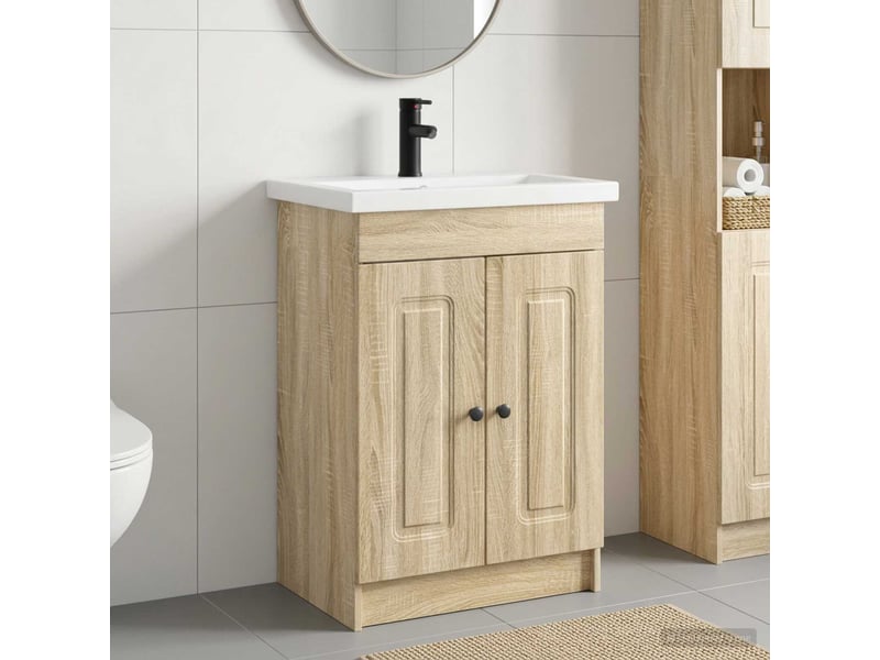  Ensemble de mobilier de salle de bain chêne sonoma shl4995  - Conforama B