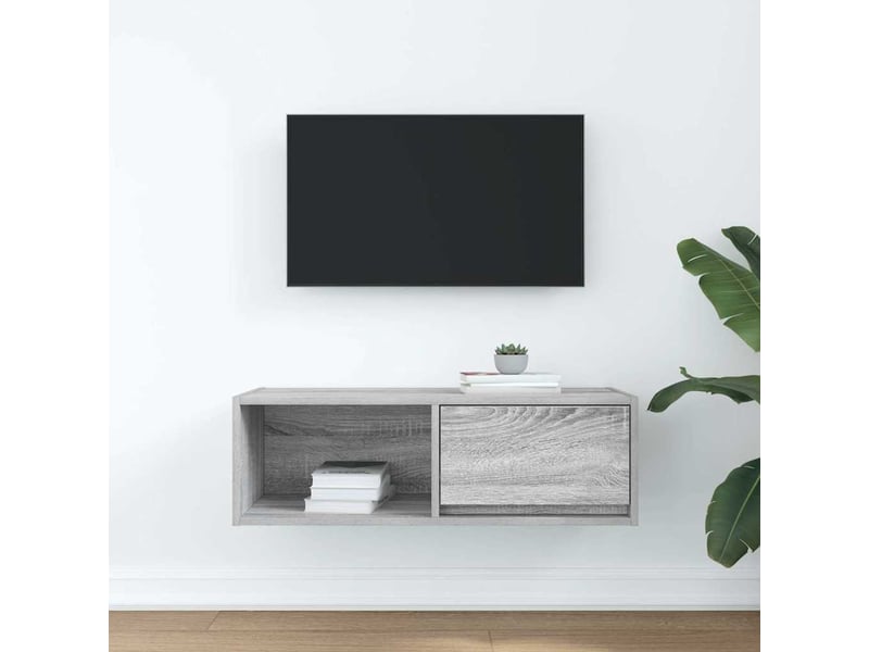  Meuble tv - banc tv - meuble de rangement sonoma gris 80x31x25,5 cm bois d'ingénierie  - Conforama C