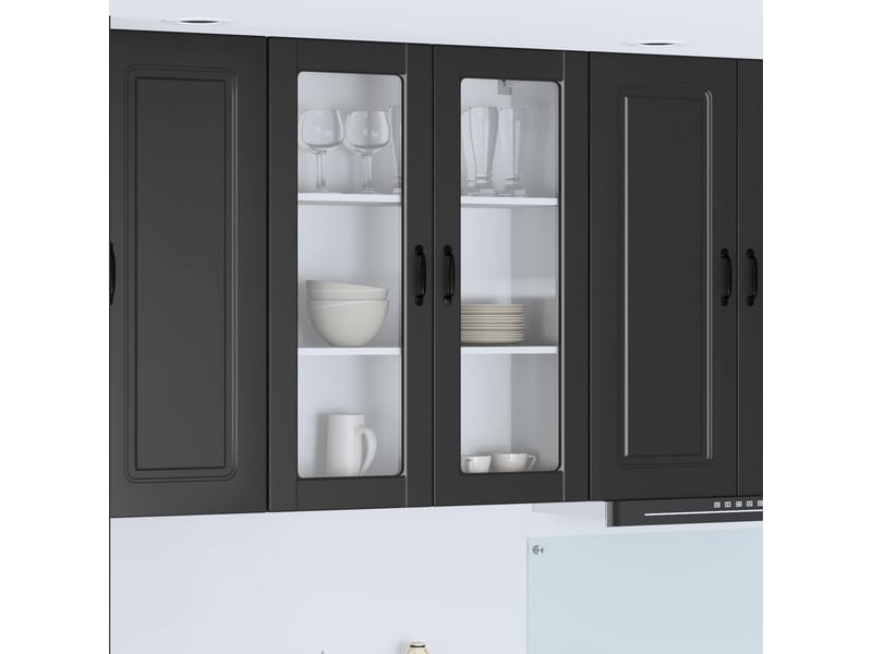  Meuble mural de cuisine, cabinet en verre mural noir 80x31x100cm shl8567  - Conforama B