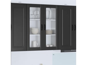 Meuble mural de cuisine, cabinet en verre mural noir 80x31x100cm shl8567