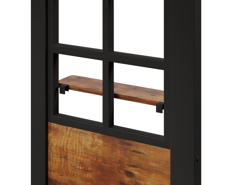  Lit mezzanine enfant 90×200 cm avec escalier de rangement, étagères, métal et mdf noir sans matelas  - Conforama D