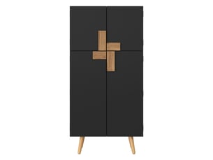 Armoire de cuisine garde-manger 60x35x120 cm - 4 portes - rangements de portes - étagères réglables - mdf - noir