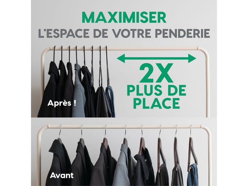  Iris ohyama – lot de 50 cintres en plastique noir – sans bpa – épais et résistants – encoches antidérapantes pour vêtements  - Conforama C