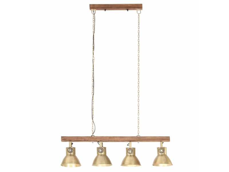  Plafonnier industriel, lampe plafond laiton e27 bois de manguier  - Conforama D