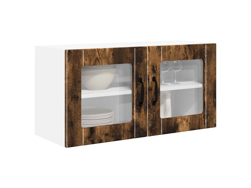  Meuble mural de cuisine, cabinet en verre mural chêne fumé 80x31x40cm shl7437  - Conforama C
