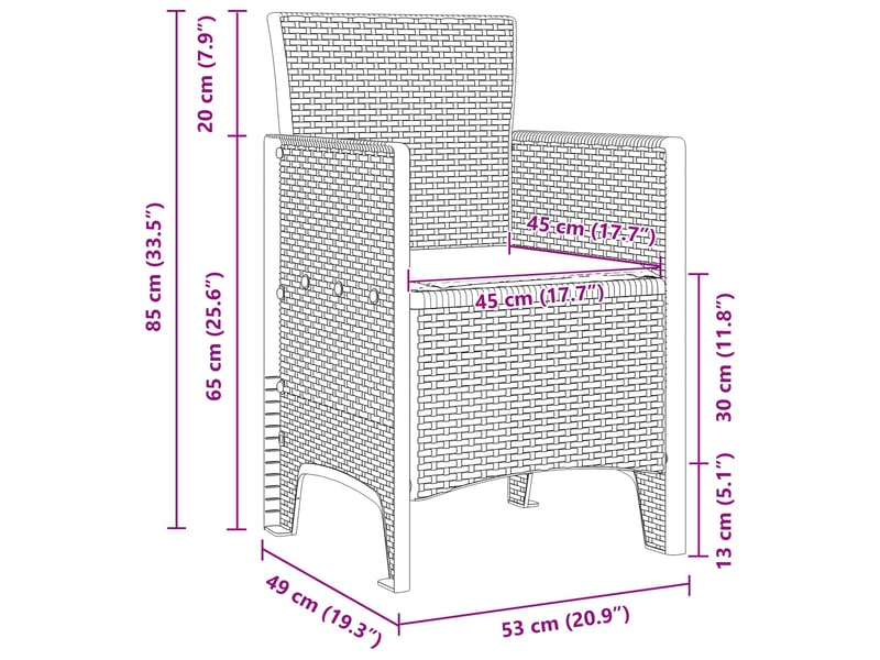  Ensemble de salle à manger de jardin 5 pcs marron rattan polt  - Conforama E