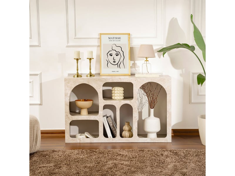  Console avec 6 niches beige 120 cm  - Conforama A