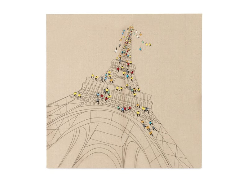  Tableau déco peint trip to paris 80x80cm naturel  - Conforama A