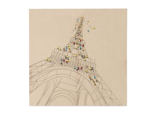 Tableau déco peint trip to paris 80x80cm naturel