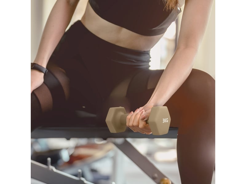 Set d'haltères 1kg 2kg 3kg en acier avec mallette, kit fitness rose pour musculation à domicile - Conforama R