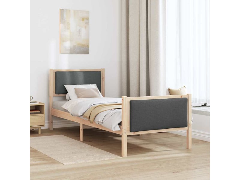 Lit simple- lit adulte - cadre de lit avec tête de lit gris foncé 80 x 200 cm tissu - Conforama C