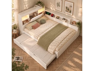 Lit gigogne 140x190 cm <strong></strong>  <strong></strong> coloris blanc