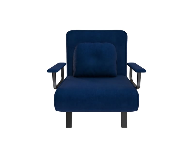  Fauteuil de relaxation convertible 60 x 60 x 80 cm – dossier réglable 5 positions lit 180° – chenille – bleu  - Conforama A