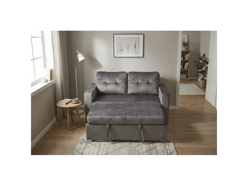  Canapé presto convertible 2 places en velours – gris foncé – 142 x 82 x 86 cm  - Conforama E