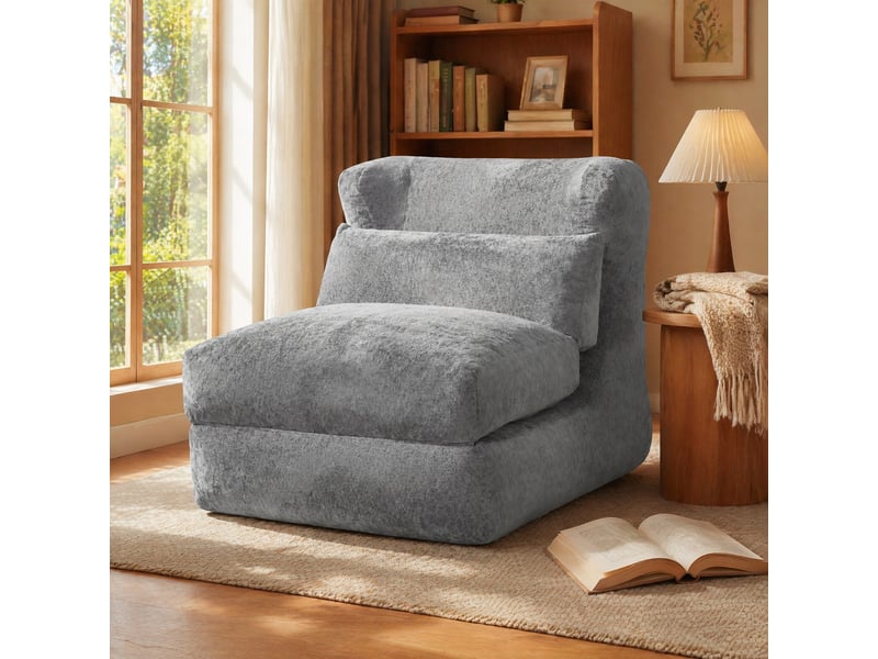  Fauteuil convertible gris en mousse 90x118x86 cm  - Conforama B