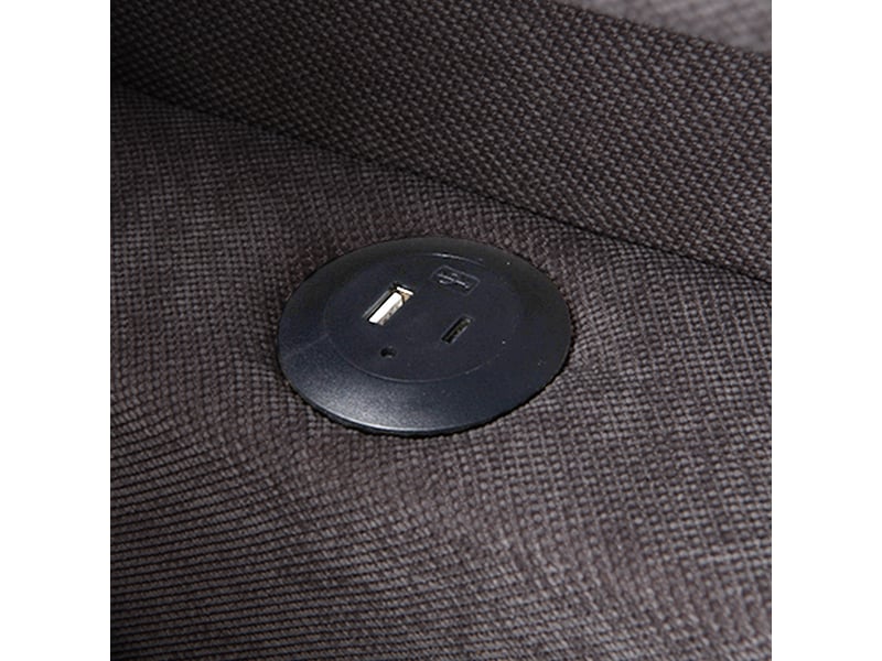  Canapé convertible 3 places gris foncé, lit sofa avec revêtement en lin, dossier réglable et rangement intégré  - Conforama D