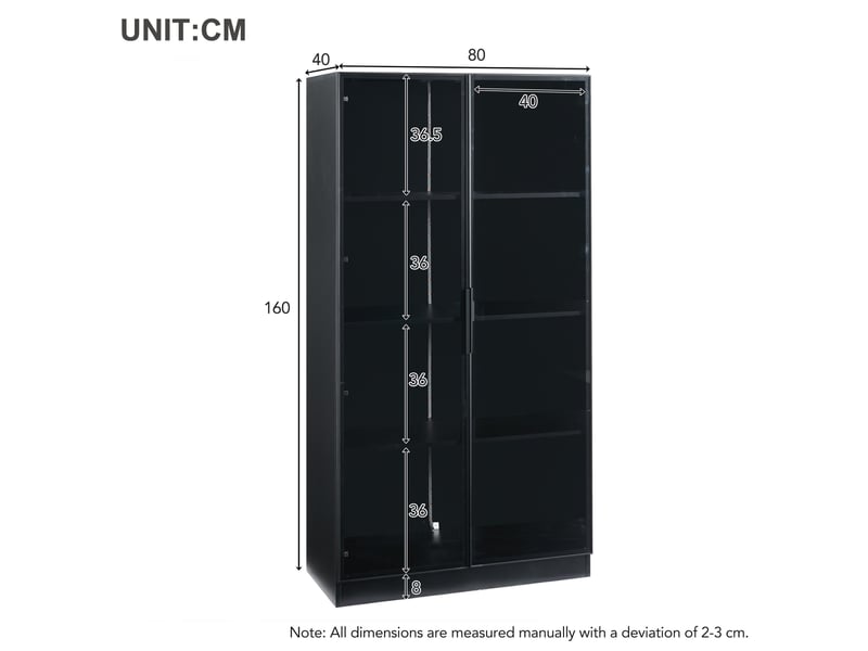  Vitrine de rangement en panneaux de particules avec led noir chicfurn  - Conforama C