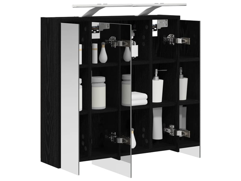 Armoire miroir salle de bain, meuble de rangement chêne noir 63.5x16x62.5 cm shl9681 - Conforama C
