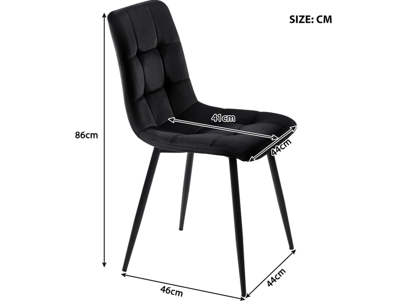  Ensemble repas 5 pièces, table motif marbre en mdf, pieds métal réglables, 4 chaises velours, blanc et noir, moderne  - Conforama C