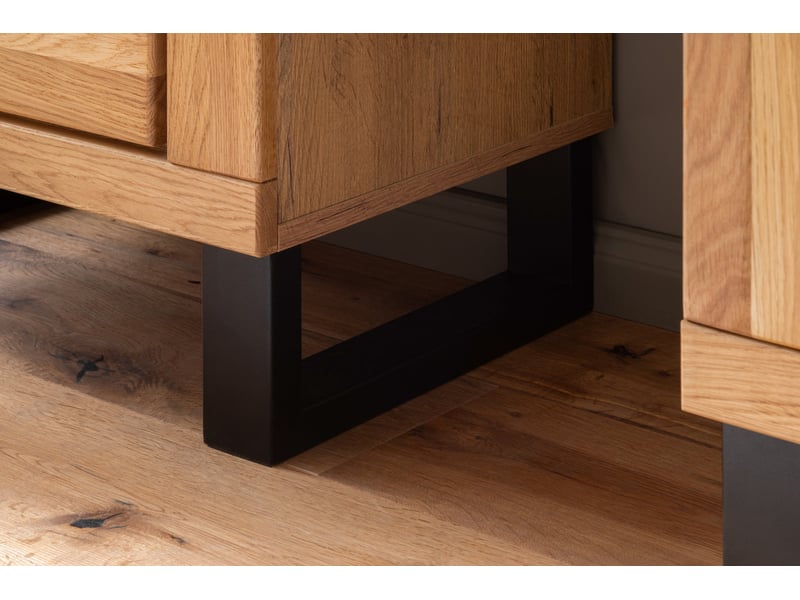  Ensemble meuble de salon de 4 pièces meuble tv, 2 vitrines et une étagère murale coloris chêne massif huilé  - Conforama D