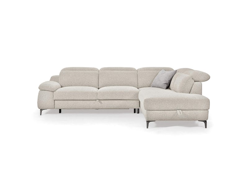 Canapé d'angle droit convertible l. 278 cm tissu chiné beige - tulio - Conforama D
