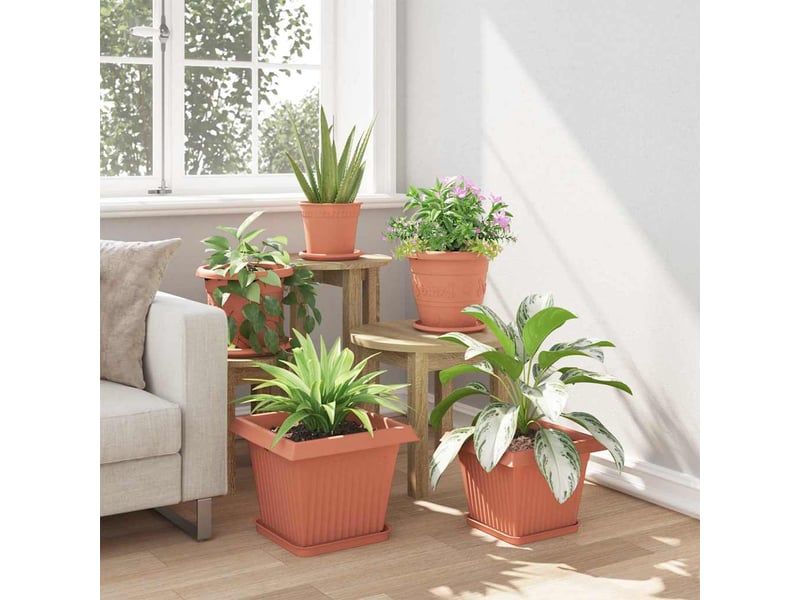 Jardinière - pot de fleurs carré 6 pcs rouge brique 33 x 33 x 26 cm plastique - Conforama D
